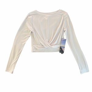 NWT- Women’s White Long-Sleeve Twist-Front Crop Top